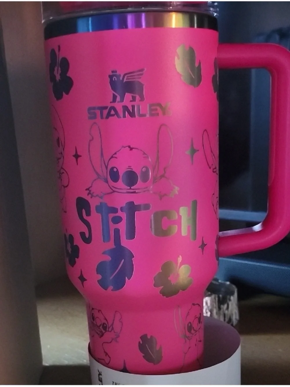 New!  Stanley Pink Stitch Insulated Travel Tumbler with Handle 40 oz - Picture 4 of 4